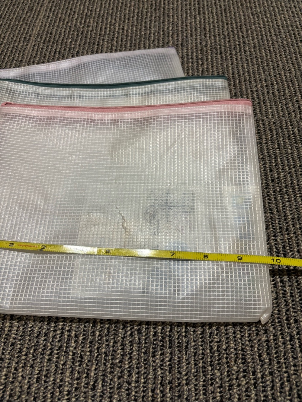 Clear Mesh Zip Pouches - Set of 3 with Pink, Green, Lavender Zippers - Picture 3 of 6